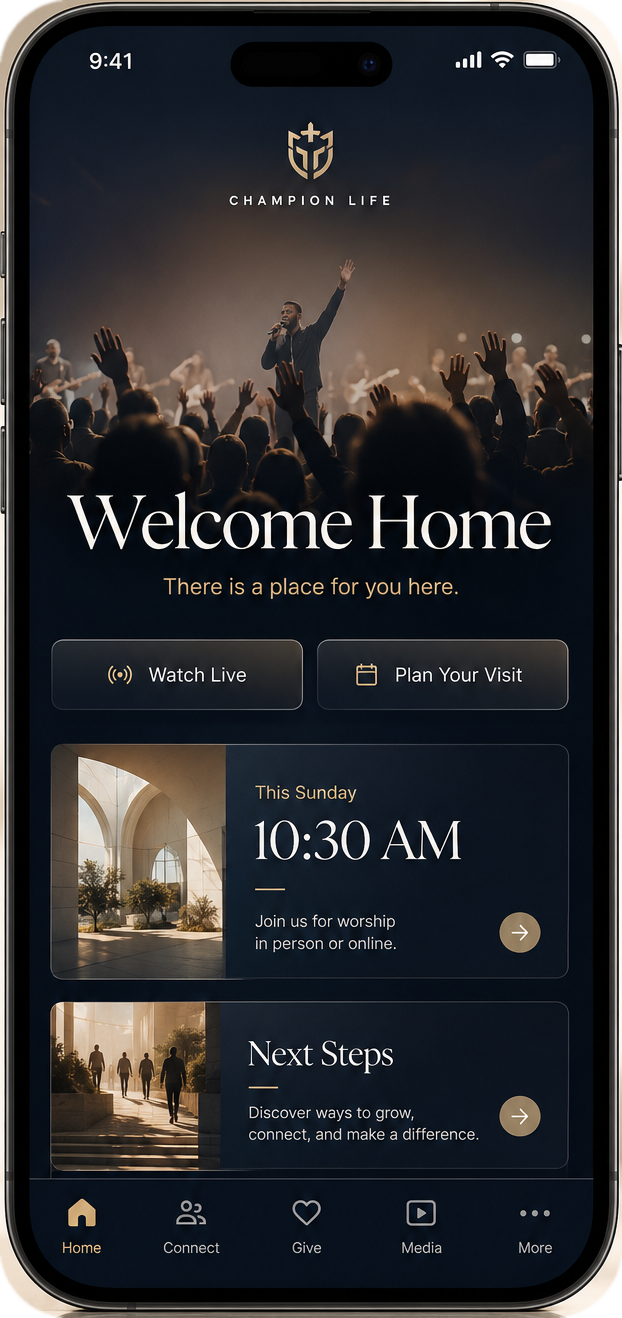 Custom church ministry app concept
