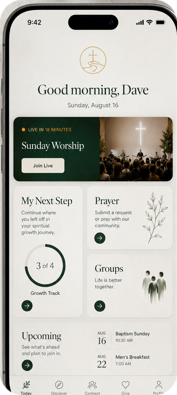 Custom traveling ministry and missions app concept