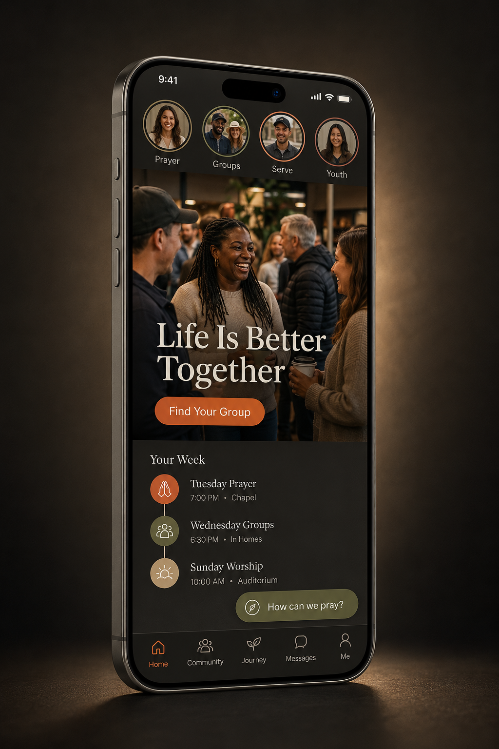 Premium custom church / ministry app concept