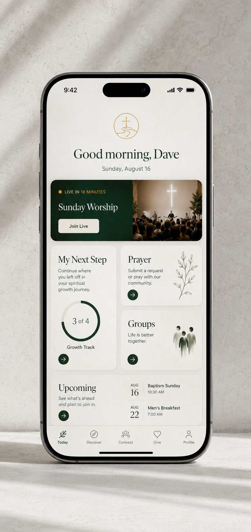Premium custom church / ministry app concept