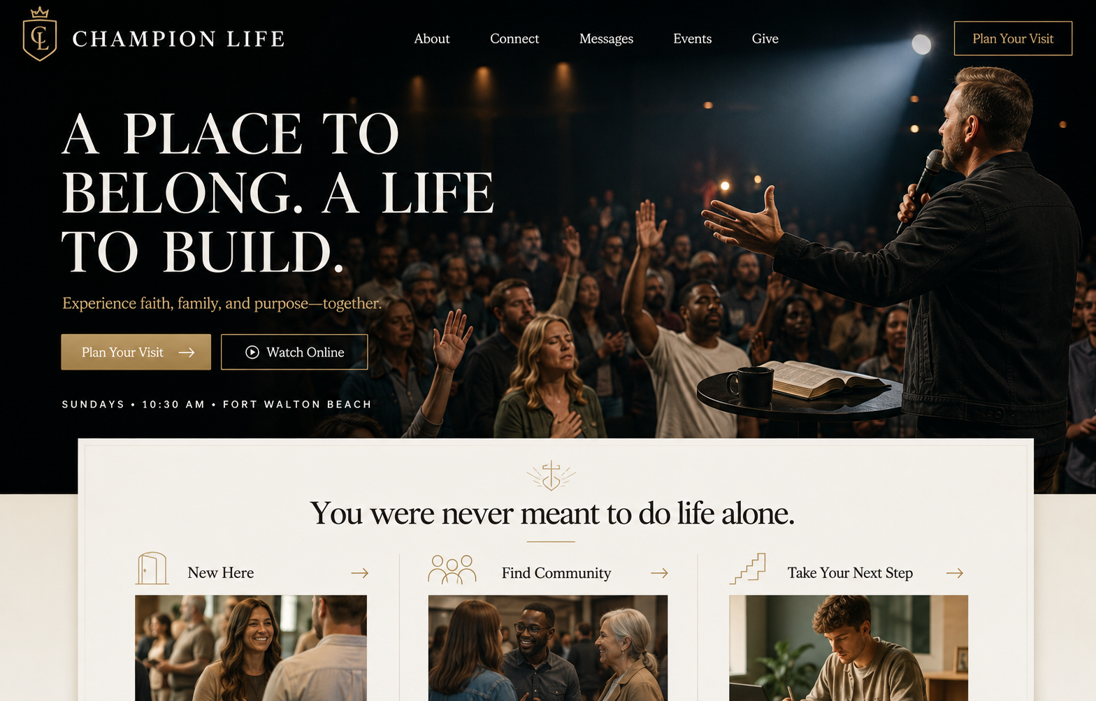 Custom premium church / ministry website concept