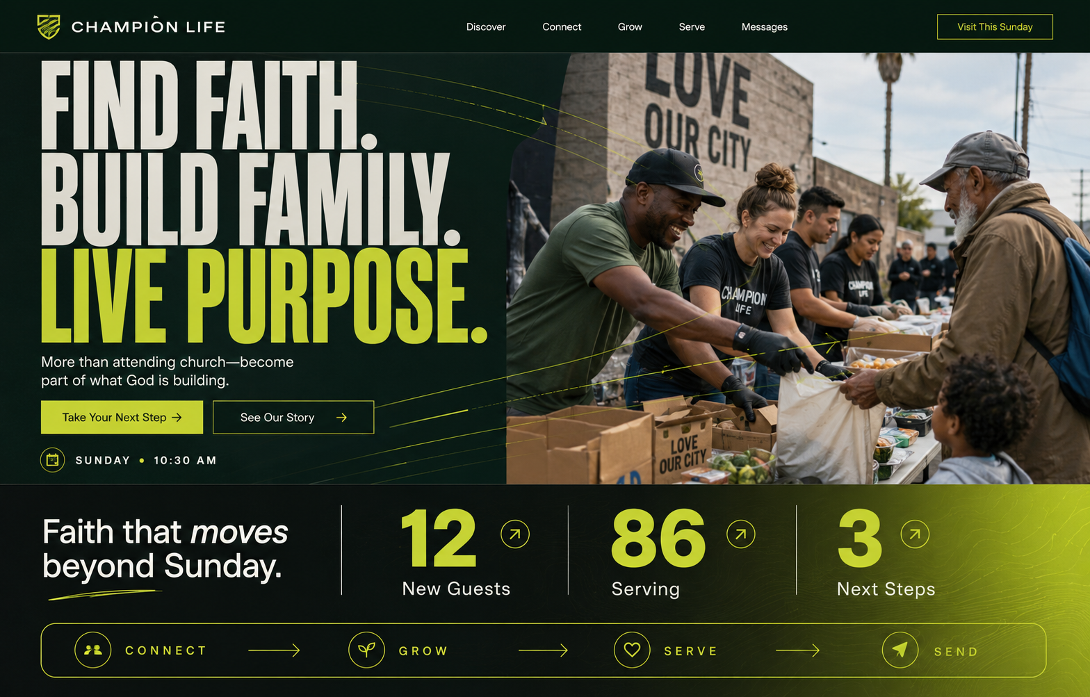Custom modern church / ministry website concept