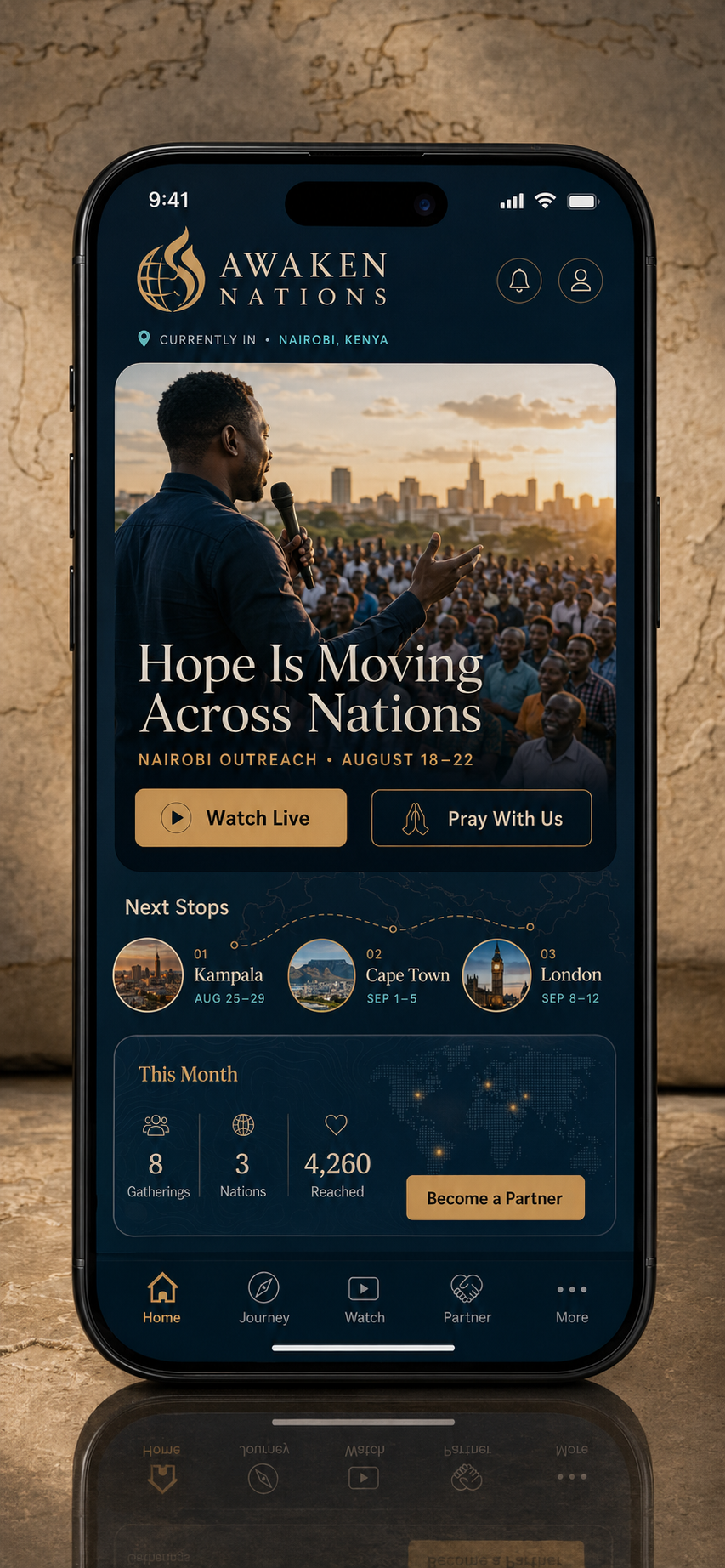 Traveling ministry app concept